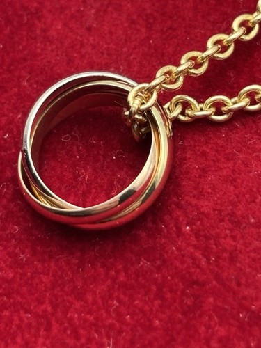Cartier Trinity 18K Tri-Color Gold Rolo Chain Necklace NX809 Vintage