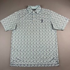 Footjoy Performance Mens Large Baby Blue Floral All Over Print Golf Polo
