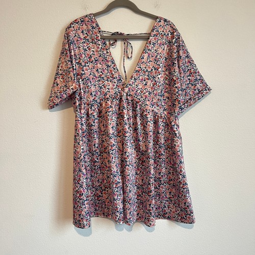 Lulus Express Yourself Blush Pink Floral Print Satin Babydoll Dress M Coquette