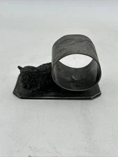 Antique Silver Plate Aurora Sheep Napkin Ring Holder Quadruple Plate