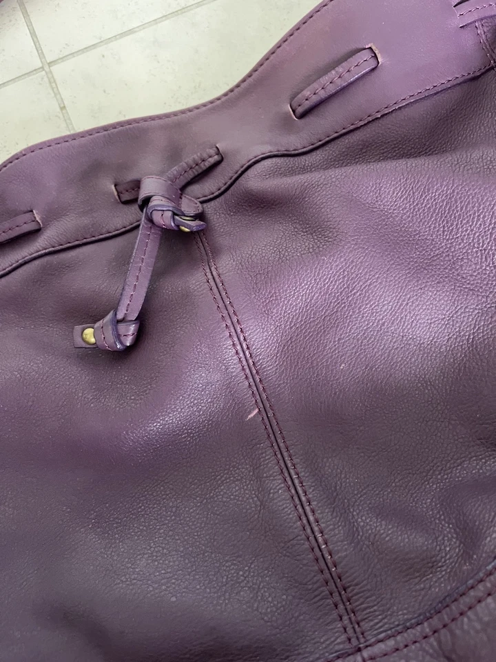 OASIS Purple Leather large tote handbag - Image 3 of 4