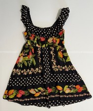 Farm Rio Cocoa Paradise Mini Ruffle sleeve dress artsy cottagecore SML chic