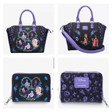Loungefly Disney Villains Floral Icons Satchel Bag and Wallet Bundle