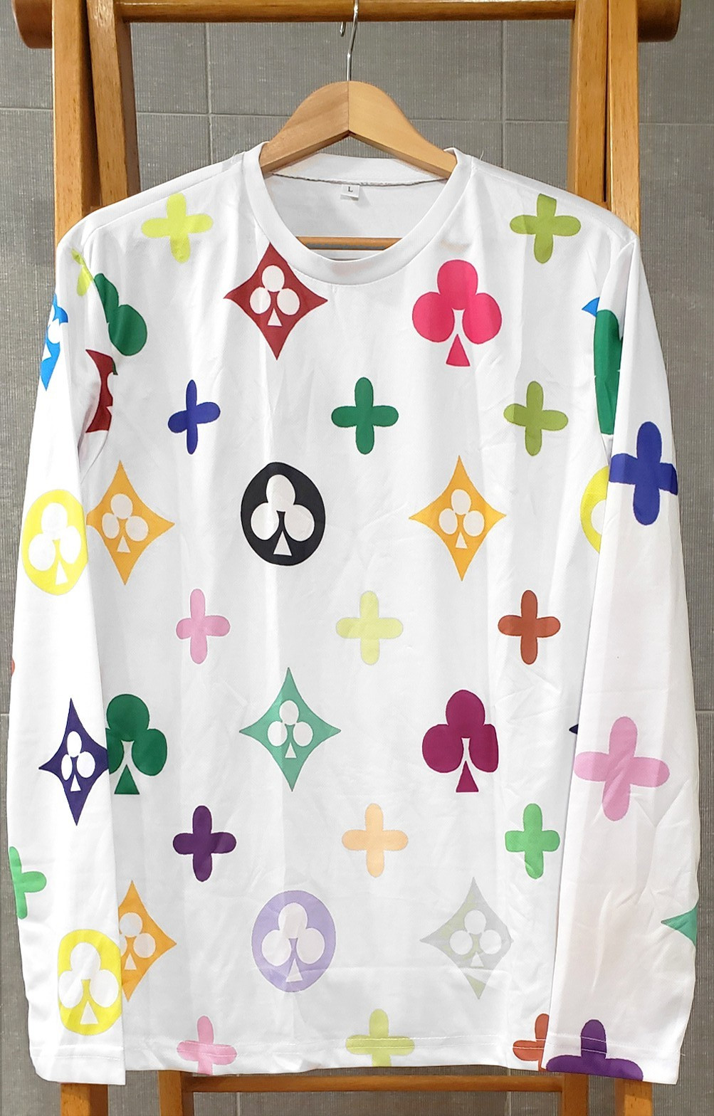 2025 MEN'S Cross-Border Fashion Trendy Niche Brand Full Print Long Sleeve Tee LG