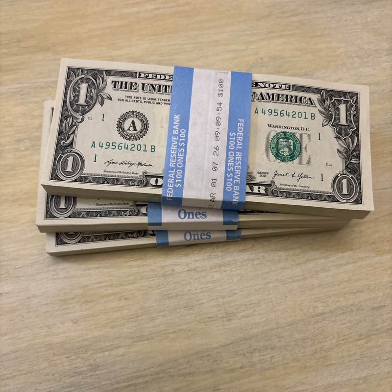 50 ($1) ONE DOLLAR BILLS UNCIRCULATED CONSECUTIVE ￼￼ - 2021 SERIES A 49564201 B