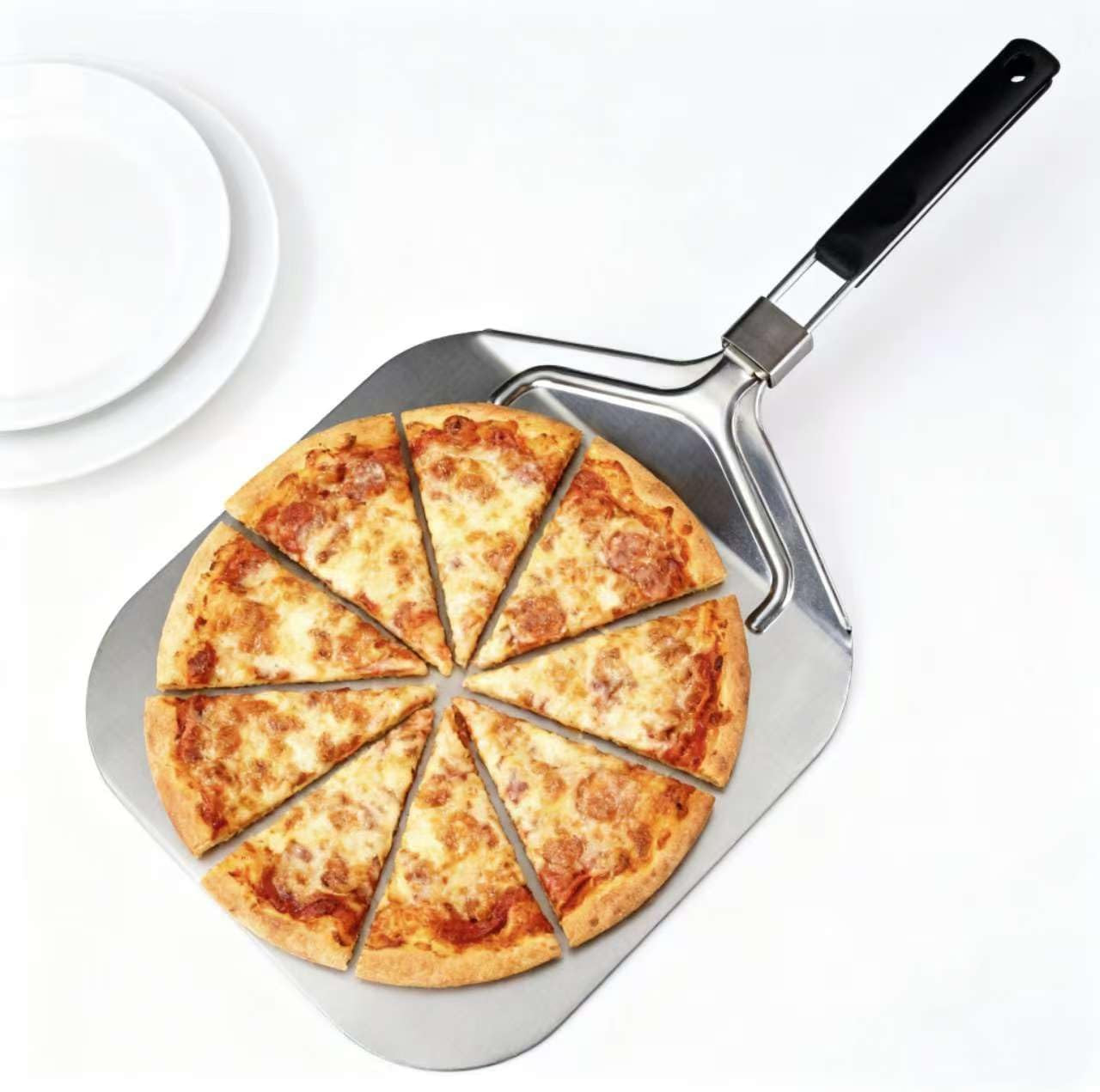Pala per Pizza Corta, Professionale 31,5 X 32Cm, Con Manico Forata Pieghevole pe