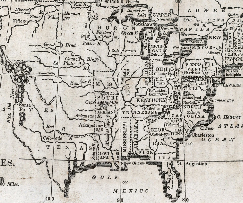 Карта Натана Хейла 1830 США Техас Миссури Флорида Нью-Йорк Вирджиния округ Колумбия - Изображение 3 из 4