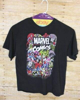 Marvel Comics Men's Size XL Black All Classic Comic Characters Cotton T-Shirt