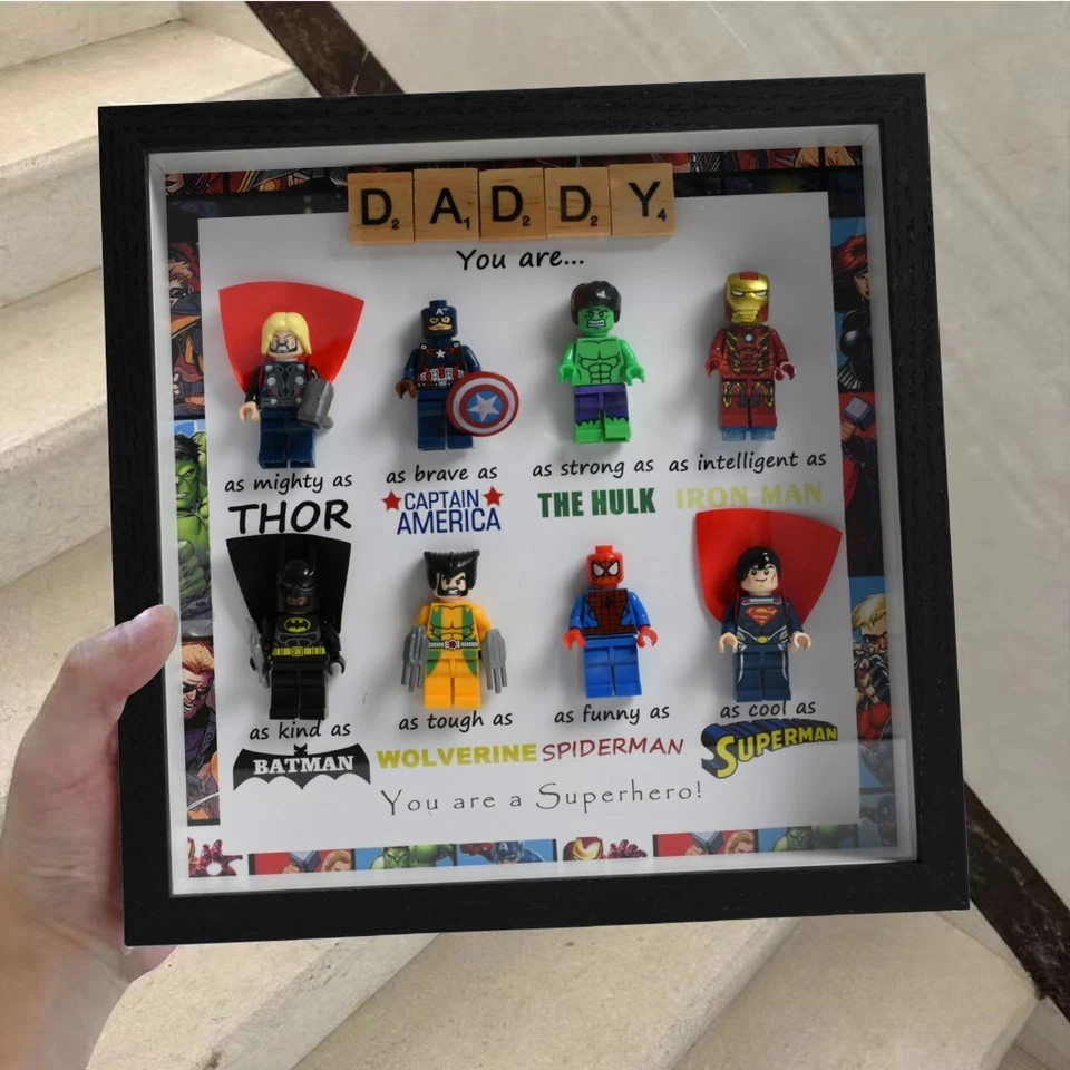 Marco de fotos personalizado del día del padre, eres mi superhéroe, regalo para papá Foto 4 de 4