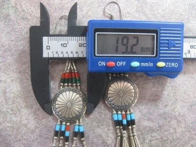 ZUNI paire boucles d'oreilles: argent, corail, malachite, turquoise - Zuni1 - Photo 1/4