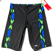 New RISE AQUATICS Blk Sandies Splice Volt Race Jammer Swimsuit Shorts sz 40 2