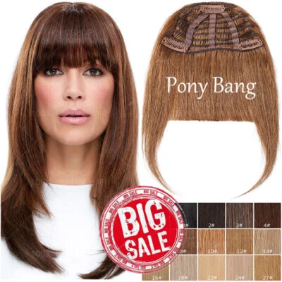 S-NOILITE Pony Luft Bang Clip In 100% Remy Echthaar Extensions Air Fringe Haarverlängerung