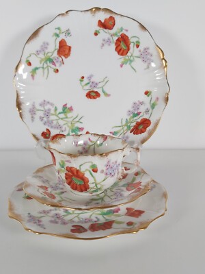 Antike Hammersley & Co Teetasse, Untertasse, Teller, Servierteller