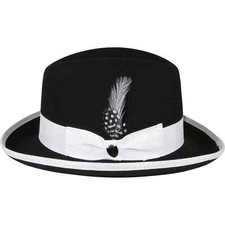 Bruno Capelo Dress Hat Australian Wool Homburg Godfather GF111 Black white