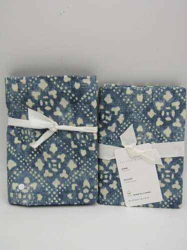 Pottery Barn Leada Print Blue Multicolor King Sham Set of Two 9515R - Picture 1 of 5