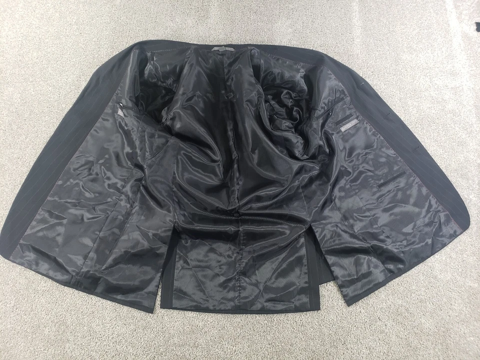 Abrigo Blazer Deportivo Giorgio Cosani Para Hombres 46L Negro Lana Rayas Super 120s Foto 4 de 4