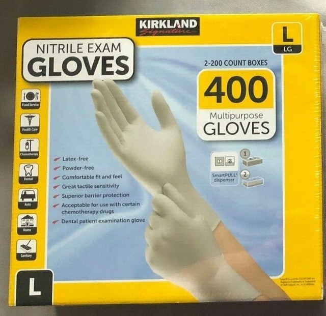 Kirkland Signature Nitrile Exam Multipurpose Gloves, Large 200 Count