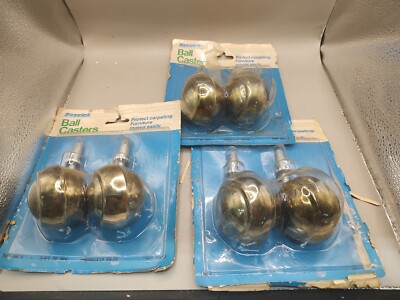 Lot Of 3 Pairs Vintage Bassick Ball Casters 2 1/2'' Bronze New Open Box Vintage