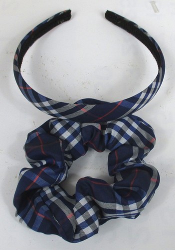 CHOOSE COLOR--"Check Design" Satin Headband(3/4") & Sccuncci Set-ES231 - Picture 4 of 5