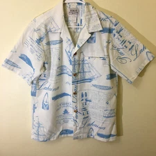 Vintage HRH His Royal Highness Hawaiian Shirt Mens Medium M Nautical Print AOP