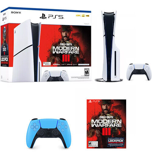 PS5 Slim Console Call of Duty: Modern Warfare III Bundle + PS5 Controller  Blue