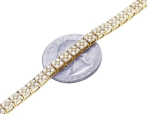 Square Cluster 4 1/2 CT Real Diamond Tennis Bracelet Gold 4.3MM 7/8" - Picture 2 of 7