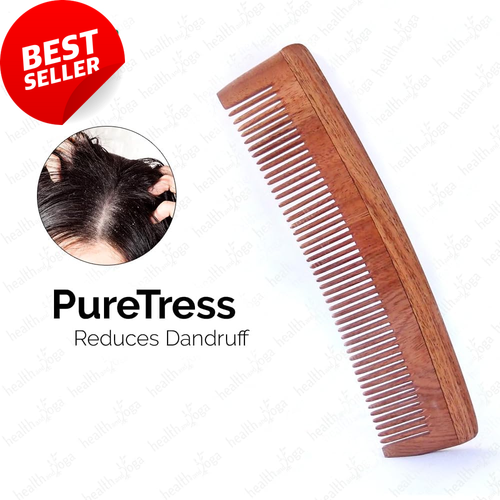 Healthandyoga™ Puretress Handcrafted Neem Wood Comb, 7 Inches, Fine Tooth - Picture 7 of 12