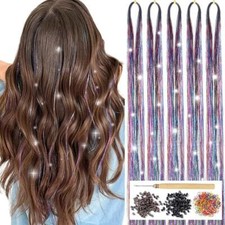 Aifihiyi Hair Tinsel Kit with Tools 48 Inch 1200 Strands Colorful Tinsel Hair...