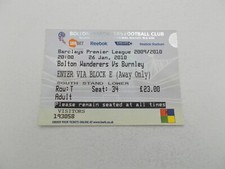TICKET   Bolton Wanderers  v  Burnley   09/10   PREMIER LEAGUE