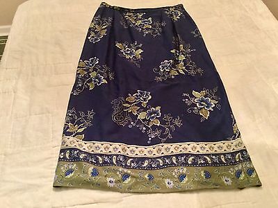Misses Skirt Size 10 Alfred Dunner Blue Flowers Calf Lt | eBay