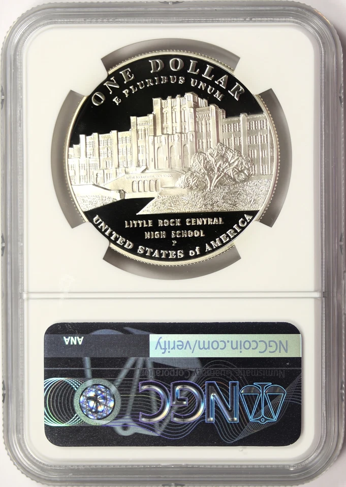 2007-P $1 School Desegregation Commemorative Silver Dollar NGC PF69 Ultra Cameo - Image 2 of 2