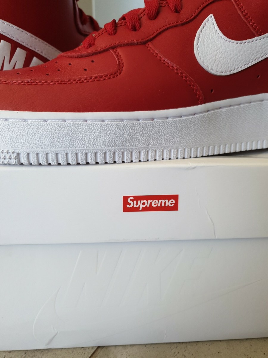 Nike Air Force 1 Supreme High 9.5 White Red Black Sf Af1 Nike Air Force 1 Supreme High 9.5 White Red Black Sf Af1