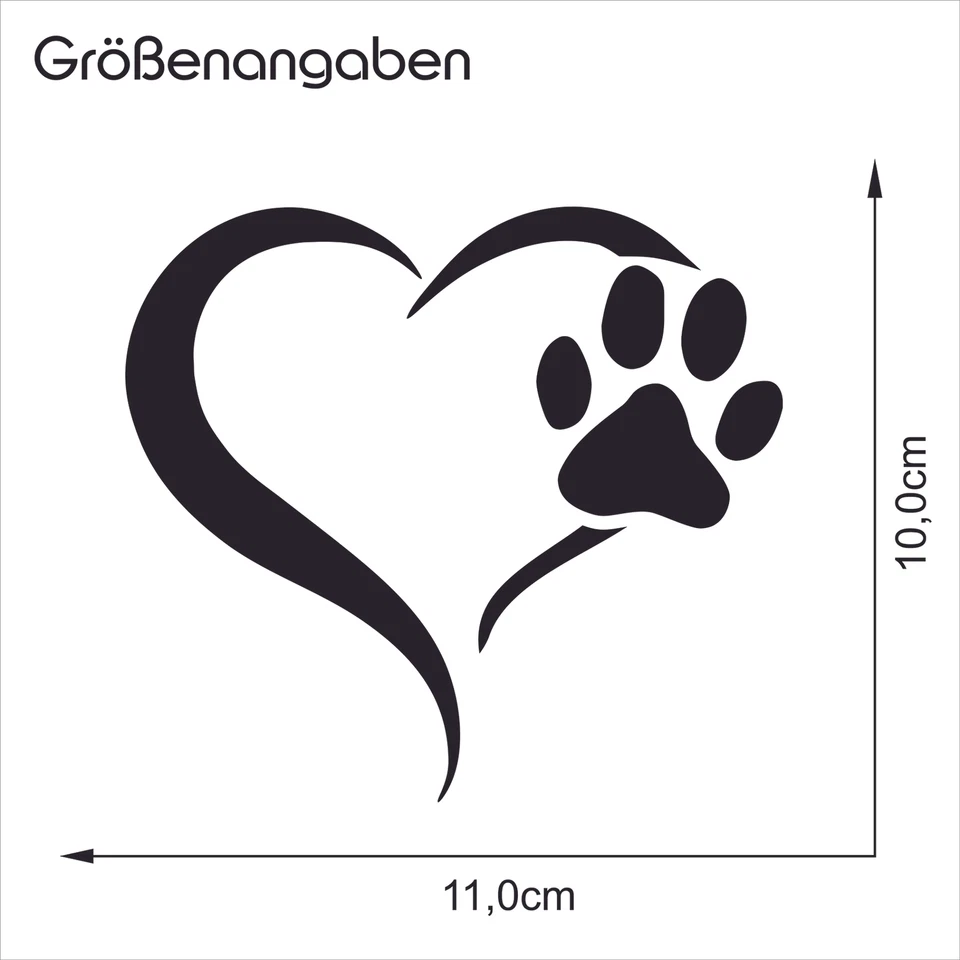Herz mit Hundepfote Aufkleber 11x10cm Hund Folie Auto Sticker Dog Tatzen K017 - Bild 3 von 4