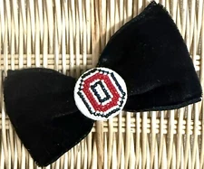 Black Velvet Dog Cat Bow Tie ~ The Ohio State University ~ Pet Collar Slide 