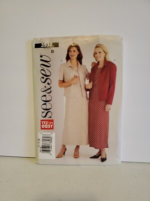 See & Sew Sewing Pattern #3937 Uncut Jacket Dress Size 14 16 18 Very Easy