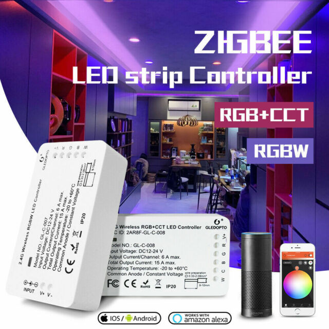 Gledopto ZigBee 3.0 Dimmer RGBW RGB+CCT LED Strip Controller DC12/24V for Alexa