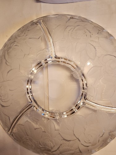 VINTAGE Large Frosted Rose Heavy Glass Serving Platter Divided Dish 3 PC SET USA - Picture 2 of 13