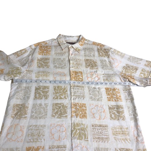 Tori Richard Shirt Men XL Linen Hawaiian Floral Geometric Aloha Lawn Camp Button - Picture 16 of 17