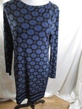 MICHAEL KORS BLUE PAISLEY LONG SLEEVE DRESS SIZE S