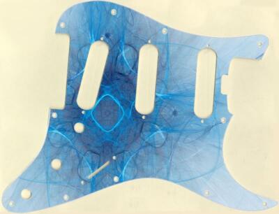 Stratocaster Graphic Pickguard Custom to fit Fender SSS11 Hole ELITE Blue Webb