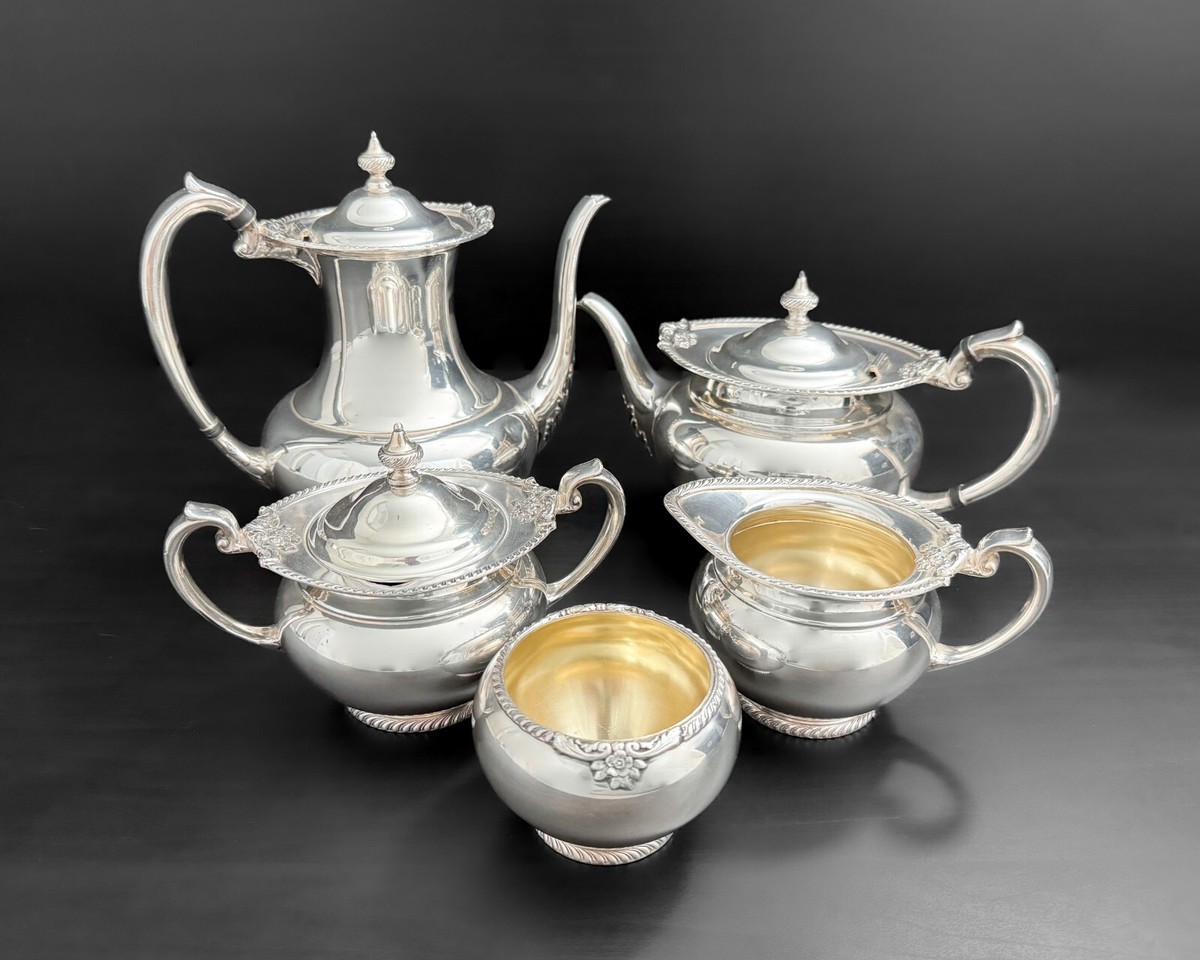Community Georgian Silver Plate Vtg Coffee Tea Service 5 Piece Set