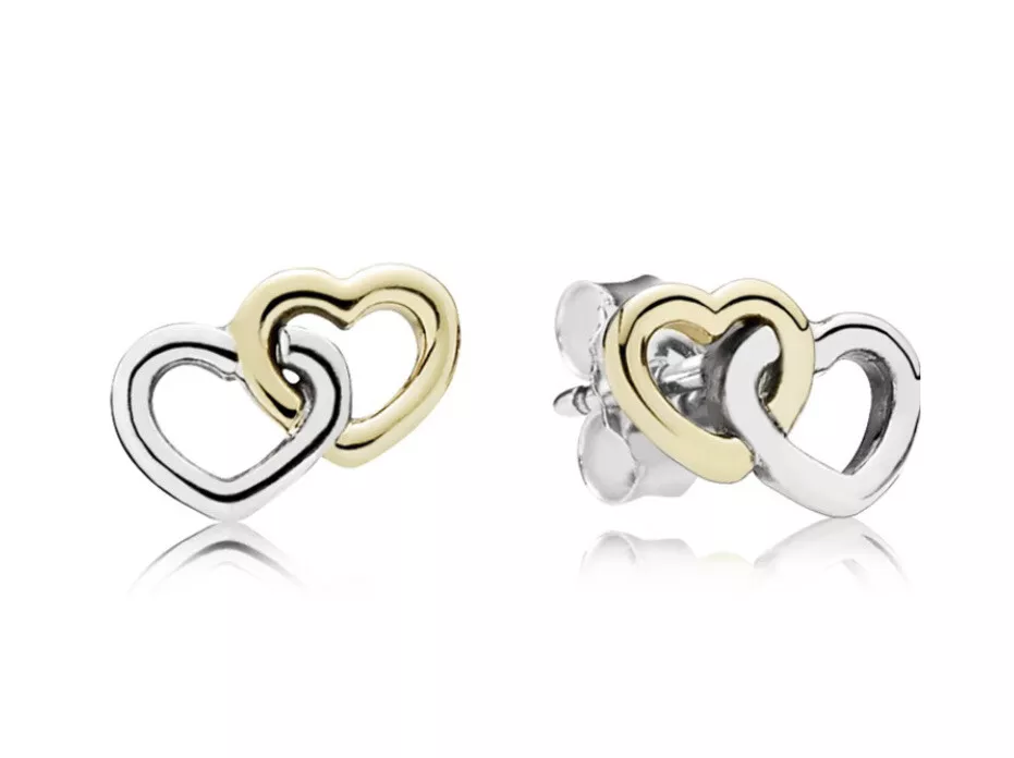 Gold heart shop earrings pandora