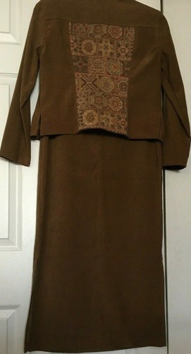 VTG JESSICA HOWARD 2 PIECE JACKET & SLEVELESS DRESS BROWN CORDUROY~PETITE SIZE 8 - Picture 3 of 12