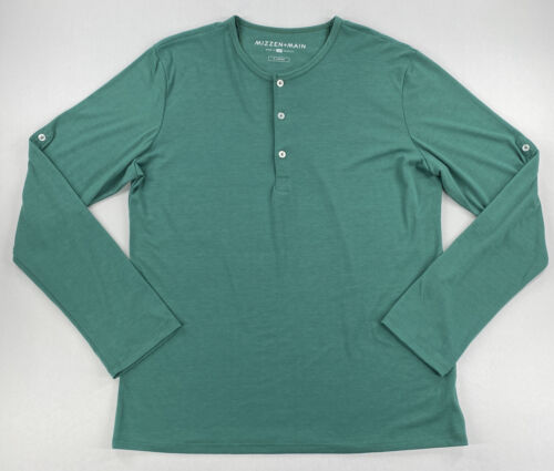 Mizzen + Main Mens Henly Long Sleeve Shirt Green … - image 1