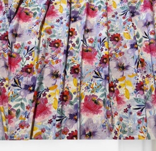 Fall Valance, Purple Pink Watercolor Floral Valance Unlined Curtain 40”W x14"L - Picture 2 of 3