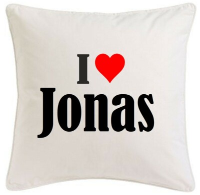 KISSENBEZUG I LOVE JONAS 40CMX40CM AUS MIKROFASER