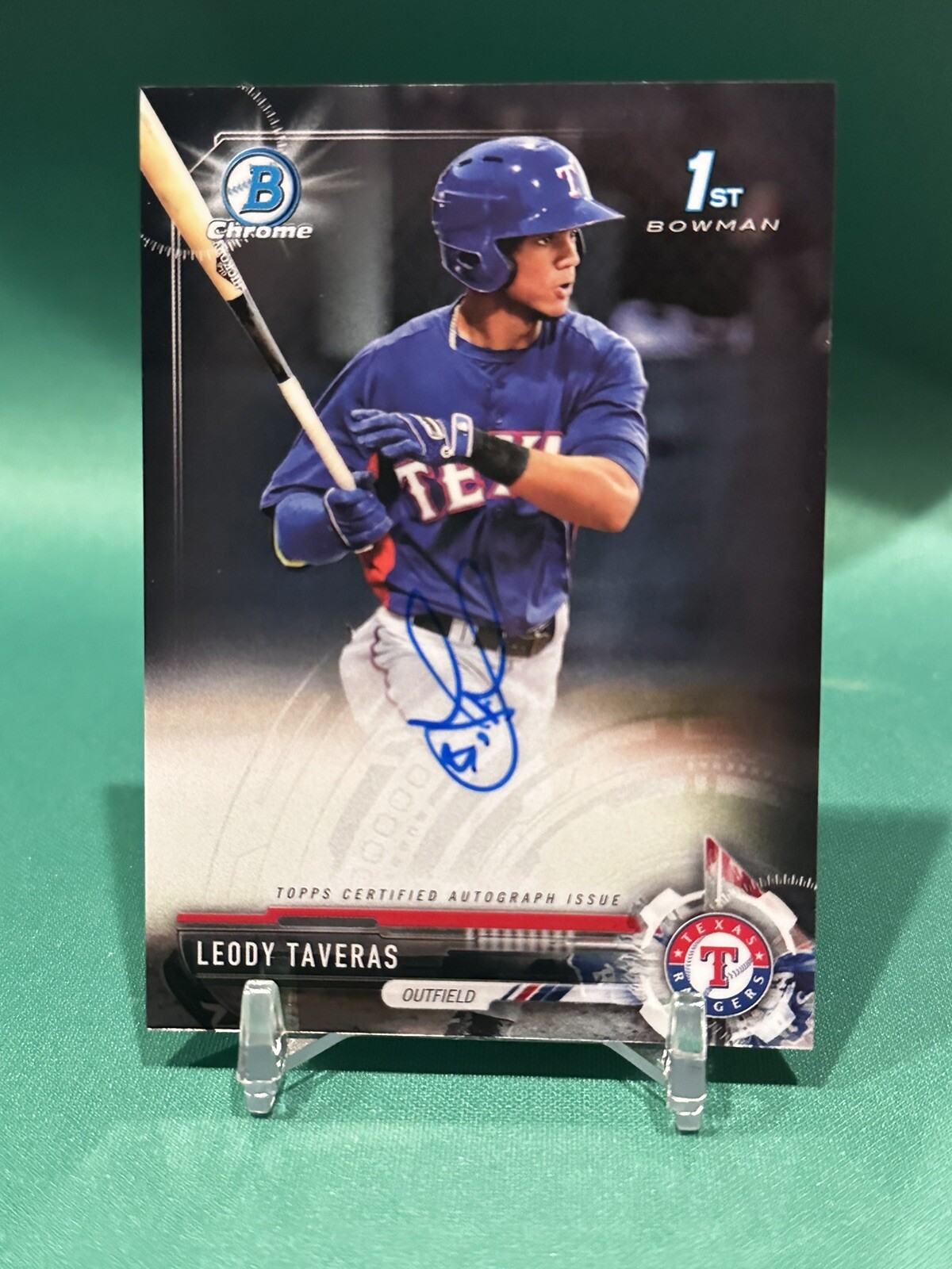 2017 Bowman 1st Chrome Prospect Auto Leody Taveras #CPA-LT Auto Rangers Rookie