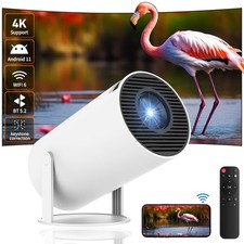 Mini Projector with WIFI 6 and Bluetooth, 4K 1080P Support Portable Projector