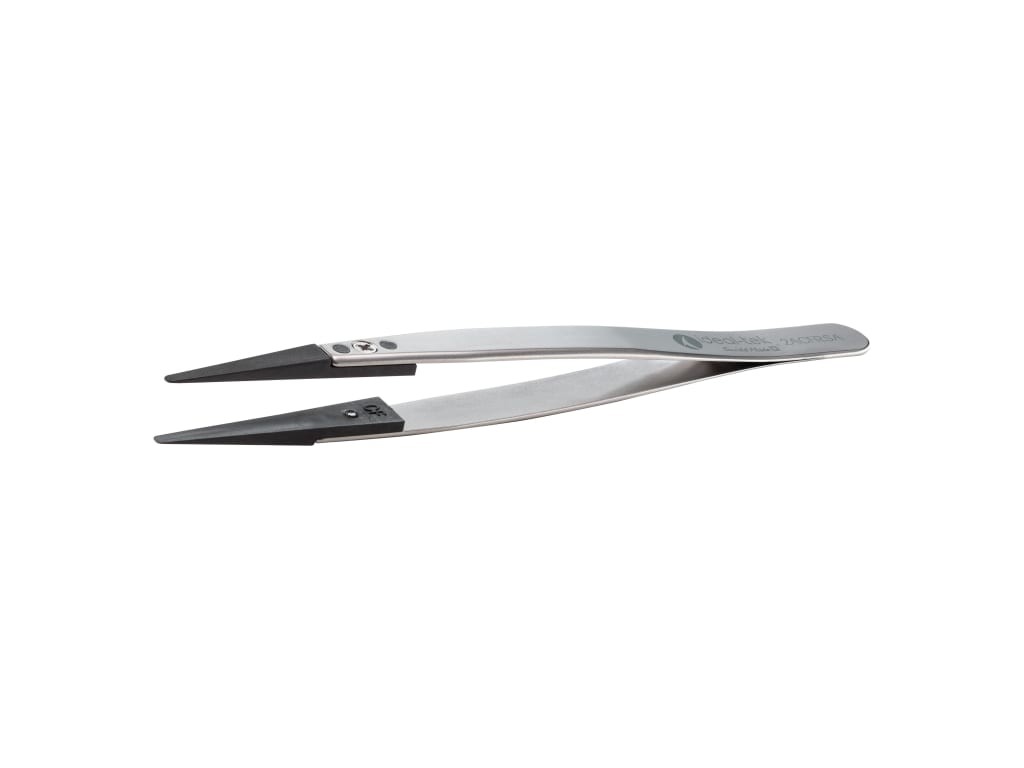 Ideal-Tek 2ACFR.SA.1 - Plastic Replaceable Tip Tweezers, Carbon Fiber, Round