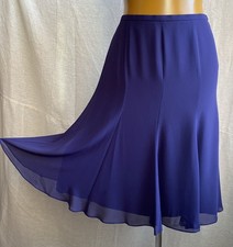 Jacques Vert Double Layer Skirt Purple Chiffon & Slippery Liquid Satin, UK 16
